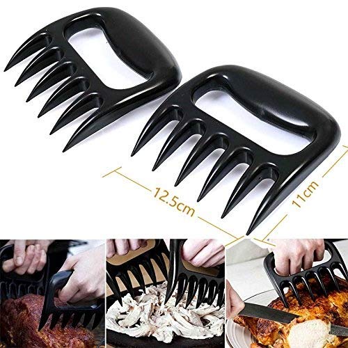 Barbacoa Grill guantes resistente al calor con garra de oso carne garras y pincel de silicona, Guantes de Cocina antideslizante para Horno Microondas y Parrilla, Naranja