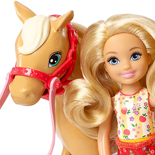 Barbie Chelsea Muñeca con poni y accesorios, juguetes + 3 años (Mattel GFF50)