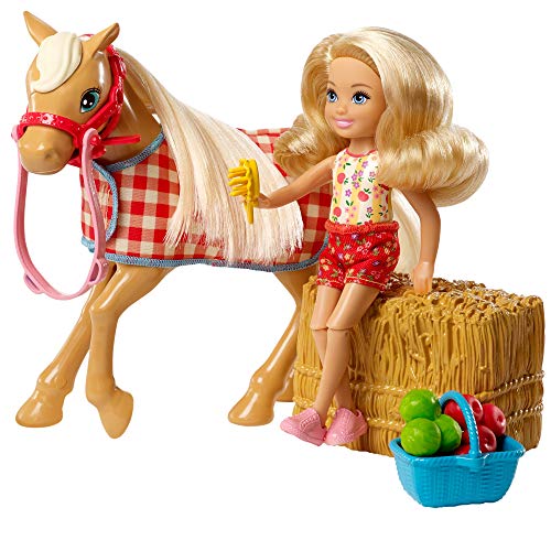 Barbie Chelsea Muñeca con poni y accesorios, juguetes + 3 años (Mattel GFF50)