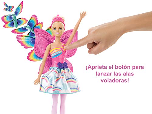 Barbie Dreamtopia, muñeca Hada alas mágicas rubia, juguete +3 años (Mattel FRB08)