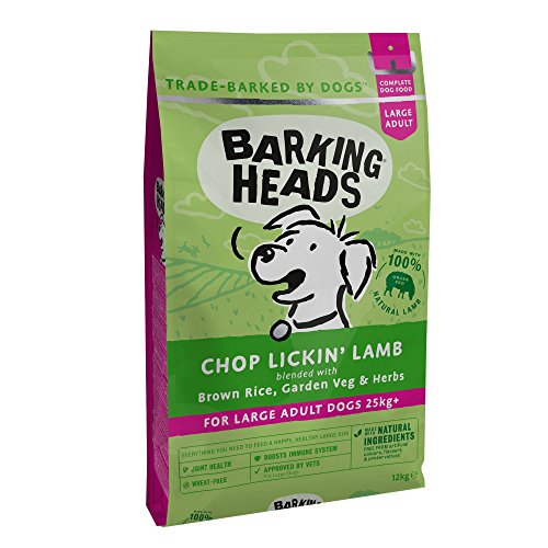 Barking Heads Comida Seca para Perros De Raza Grande-Chop Lickin' Lamb-Cordero Alimentado con Hierba 100% Natural Sin Aromas Artificiales, 2 Kg, 12 kg, 12