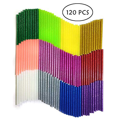 Barras de Pegamento Termofusible, YLX Barras de Silicona Caliente 120 piezas Adhesivos Coloreados del Arma del Pegamento para DIY Oficio del arte Caza de Focas y Reparacion Rapida 12 colores