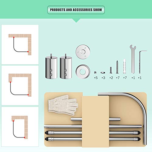 Barras para cortina de ducha, tipo L, 90-120 * 90-120 CM, 90-120 * 90-120 CM, Varilla para cortinas multifuncional, Materiales militares de acero inoxidable, Para baño, Bañera, tienda de ropa, etc