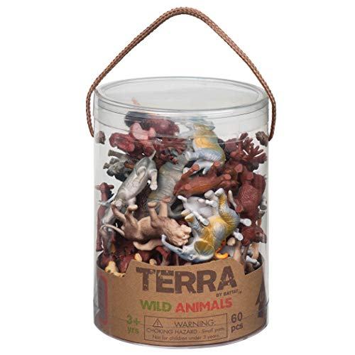 Battat AN6004Z Terra - Figurines juguetes de animales salvajes en un tubo para niños de 3+ años, 10.16 cm x 10.16 cm x 13.97 cm, 60 piezas