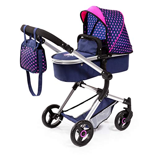 Bayer Design 18454AA Cochecito de Muñecas "Neo Vario" Con Bolso Cambiador, Convertible, Plegable, Azul / Rosa