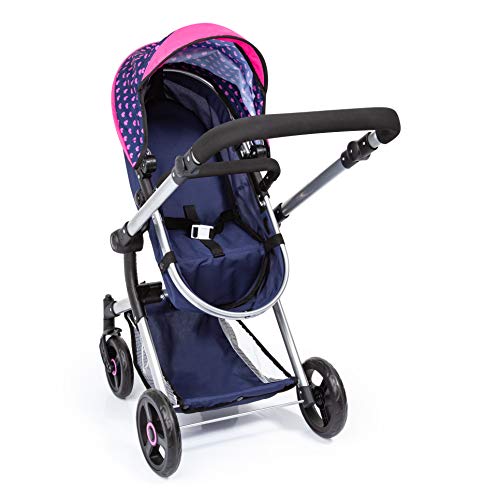 Bayer Design 18454AA Cochecito de Muñecas "Neo Vario" Con Bolso Cambiador, Convertible, Plegable, Azul / Rosa