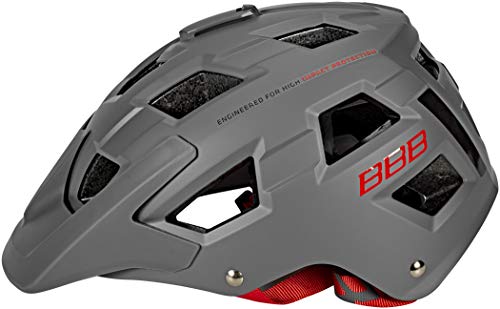 BBB BHE-54 Nanga-Casco de Ciclismo, Unisex Adulto, Gris Mate y Rojo, L (58-61cm)