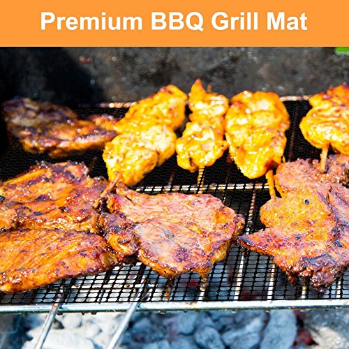 BBQ Grill Mat, Esteras Parrilla de Barbacoa 3 Piezas, Grill de Malla Resistente al Calor Parrilla Reutilizable Adecuado para Hornear Carne, Pescado, Verduras, Pan (Negro, 42 * 36 cm)