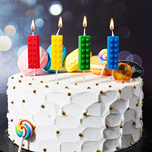 BBTO 16 Piezas Velas de Piezas de Construcción Velas de Pastel de Cumpleaños de Ladrillo para Decoración de Fiesta de Cumpleaños de Tema