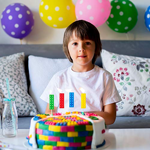 BBTO 16 Piezas Velas de Piezas de Construcción Velas de Pastel de Cumpleaños de Ladrillo para Decoración de Fiesta de Cumpleaños de Tema