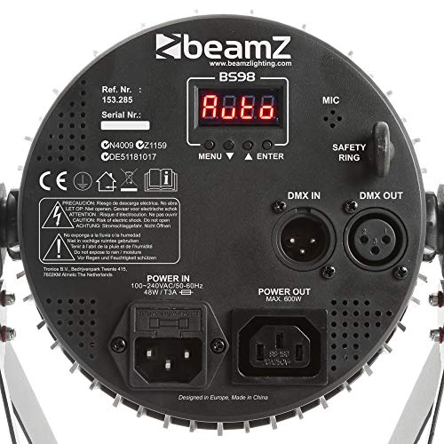 beamZ BS98 Foco LED Estroboscopio (98 x LEDs SMD, modo DMX y automático,compacto, mando a distancia por infrarrojos, velocidad programable, función master slave)