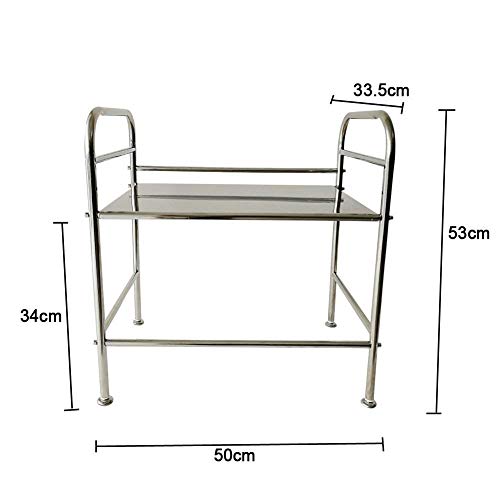 Bearhouse Soporte Microondas Estanterias Cocina Encimera Inoxidable con 4 Ganchos para Utensilios 50 x 33,5 x 53 CM