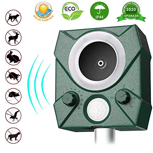 BeauFlw Repelente De Gatos,Ahuyentador Repelente Ultrasónico para Animales,LED,Carga Solar y USB, Exterior, Detector de Gatos,Perros,Ratones