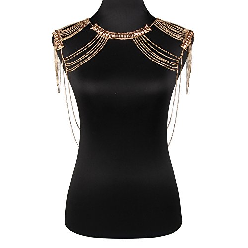 Beauty7 Cadena de Cuerpo Hombro Gargantillas Aleación Dorado Multicapa Múltiples Capas Collares Bisutería Borlas Colgantes Cóctel Fiestas Party Punk Mujeres Sexy Moda