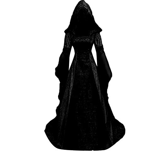 beautyjourney Vestido de túnica con Capucha de época Medieval de Mujer Tamaño Grande Manga Larga Palabra de Longitud Cosplay Maxi Vestidos Vestido de Fiesta Vestido de Noche