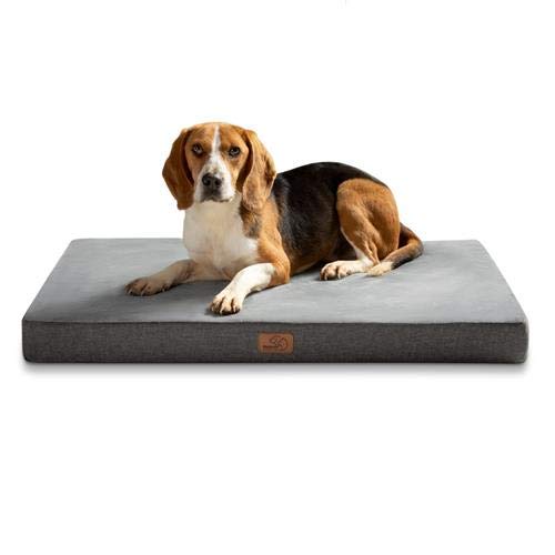 Bedsure Cama Perro Extra Grande Verano Lavable - Cama Perro Ortopédica con Funda Desenfundable y Evestimiento Impermeable, Espuma Viscoelástica, Gris, XL