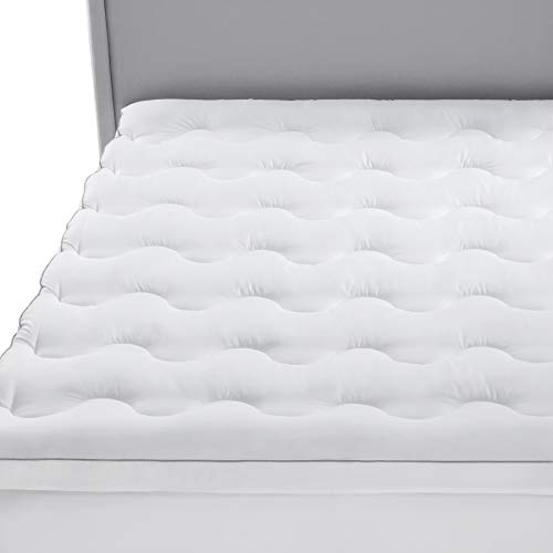 Bedsure Topper Colchón 180x190/200x5cm - Funda Colchón Cama 135 Acolchado de Espuma de 7-Zonas, Protector Colchón Hipoalergénico Suave Transpirable de Microfibra