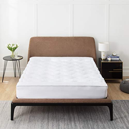 Bedsure Topper Colchón 90x190x5cm - Funda Colchón Cama 135 Acolchado de Espuma de 7-Zonas, Protector Colchón Hipoalergénico Suave Transpirable de Microfibra