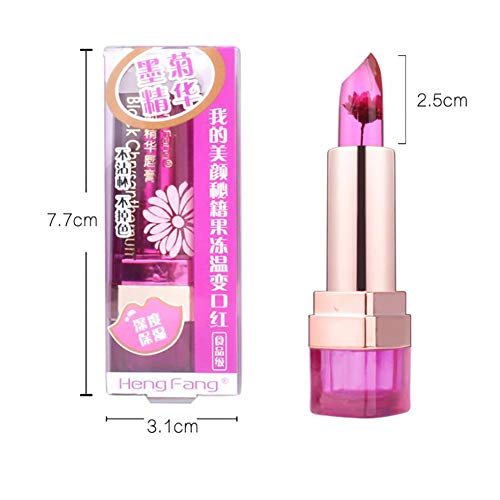 Beito 1PC Flor jalea natural Brillo labial Crema hidratante Lápiz labial Cambio de temperatura Bálsamo labial Larga duración Brillo labial Cosmético Cuidado de labios para mujeres niñas (Rosa)