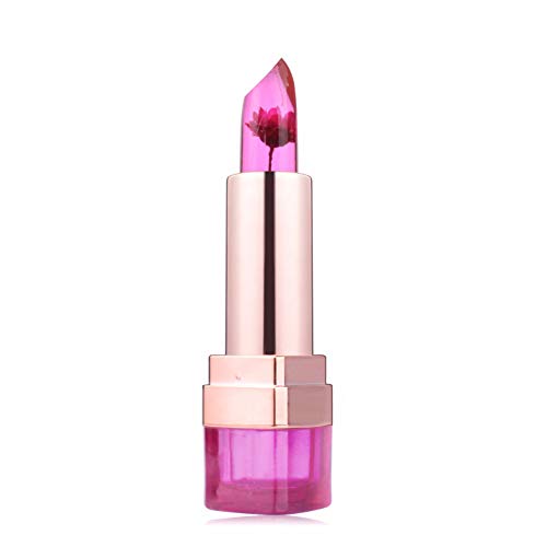 Beito 1PC Flor jalea natural Brillo labial Crema hidratante Lápiz labial Cambio de temperatura Bálsamo labial Larga duración Brillo labial Cosmético Cuidado de labios para mujeres niñas (Rosa)