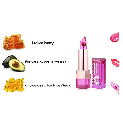 Beito 1PC Flor jalea natural Brillo labial Crema hidratante Lápiz labial Cambio de temperatura Bálsamo labial Larga duración Brillo labial Cosmético Cuidado de labios para mujeres niñas (Rosa)