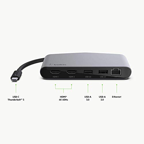 Belkin Thunderbolt 3 - Minibase Dock con Cable Integrado para Ordenadores Mac OS y con USB-C