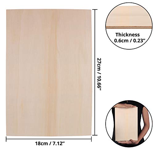 Belle Vous Placas de Madera sin Acabado Pack de 6-27 x 18 x 0,6cm Chapa Madera Rectángulo en Blanco - Maderas Contrachapado Ideal para Manualidades, Decoración del Hogar y Bodas