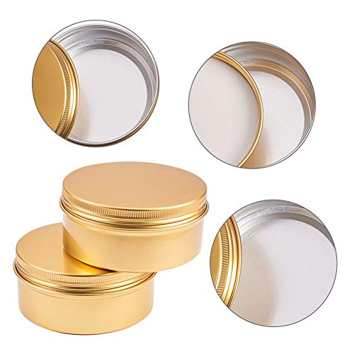 BENECREAT 10 Pack 150ml Lata de Aluminio Redondo Contenedor de Cosmético con Tapa de Rosca - Ideal para Almacenar Pequeñas Cosas(Dorado)