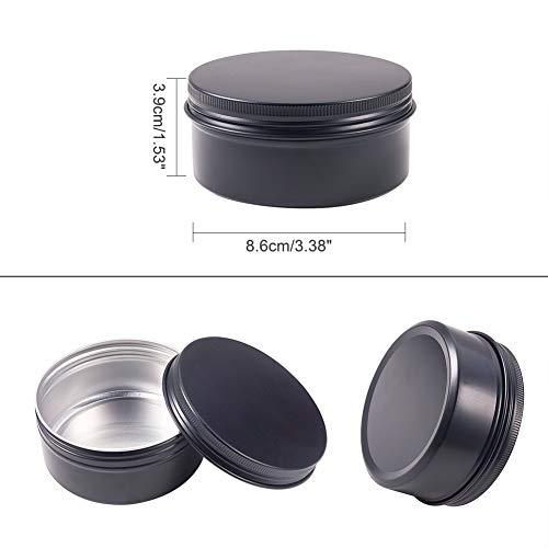 BENECREAT 10 Pack 150ml Lata de Aluminio Redondo Contenedor de Cosmético con Tapa de Rosca - Ideal para Almacenar Pequeñas Cosas(Negro)