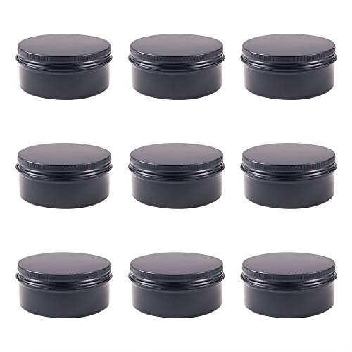 BENECREAT 10 Pack 150ml Lata de Aluminio Redondo Contenedor de Cosmético con Tapa de Rosca - Ideal para Almacenar Pequeñas Cosas(Negro)