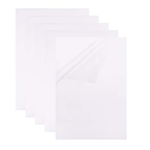 BENECREAT 10 PCS Hojas Adhesivas de Plantilla con Respaldo Adhesivo, A4 Papel PVC Transparente Apto para Impresora de Láser y Máquinas de Troquelado, Etiqueta de Comida y Deciración 29.7x21cm