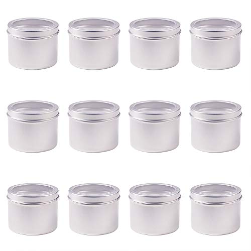 BENECREAT 12 Pack 100ml Lata de Aluminio Redondo Contenedor de Cosmético con Ventana Transparente - Ideal para Almacenar Pequeñas Cosas(Platino)