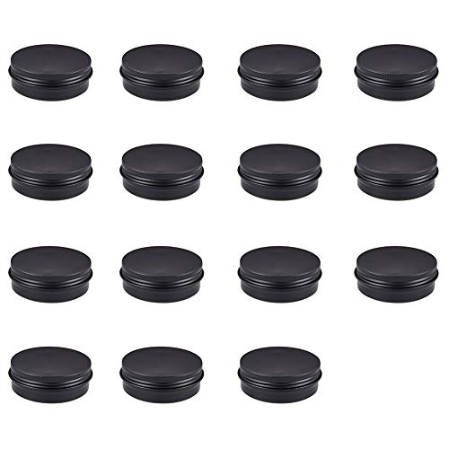 BENECREAT 15 Pack 60ml Latas de estano con Tapa de Rosca, latas Redondas de Aluminio, latas con Tapas de Rosca y Tapas: Ideal para almacenar Especias, Caramelos, te o Regalos (Negro)