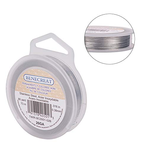 BENECREAT 73m 0.38mm Alambre de Acero Inoxidable Cable Metálico Trenzado por 7 Hilos Accesorios de Manualidad para Diseño de Bisutería