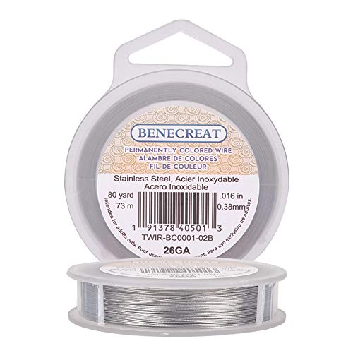 BENECREAT 73m 0.38mm Alambre de Acero Inoxidable Cable Metálico Trenzado por 7 Hilos Accesorios de Manualidad para Diseño de Bisutería