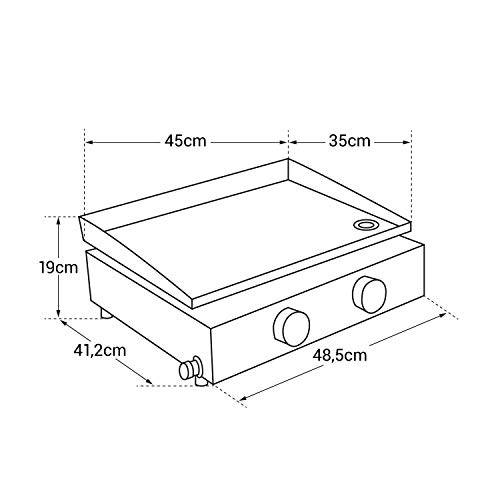 Beneffito Cooker - Plancha de Gas - 2 Quemadores de Acero Aluminizado - 4 KW de Potencia - Placa de Acero Inoxidable - Cocción Sana y Sabrosa