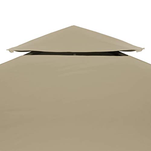 Benkeg Toldo De Cenador 4X3 M 2 Niveles Gris Taupe 310 G/M² Impermeable, Toldo De Repuesto Techo del Cenador, Toldo De Jardín Toldo De Exterior