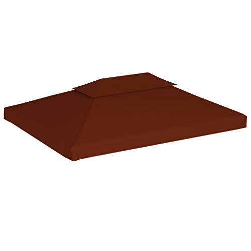 Benkeg Toldo De Cenador 4X3 M 2 Niveles Terracota 310 G/M² Impermeable, Toldo De Repuesto Techo del Cenador, Toldo De Jardín Toldo De Exterior Cenador para Patio