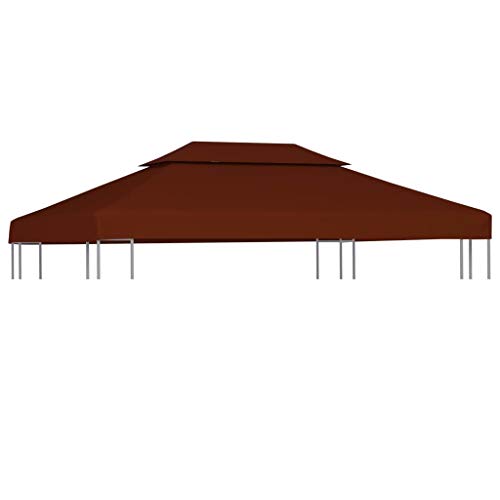 Benkeg Toldo De Cenador 4X3 M 2 Niveles Terracota 310 G/M² Impermeable, Toldo De Repuesto Techo del Cenador, Toldo De Jardín Toldo De Exterior Cenador para Patio