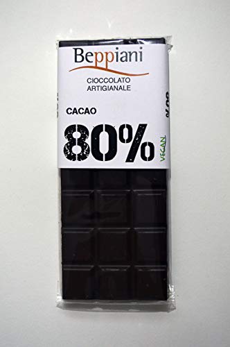 Beppiani - Set 5 tabletas 80% chocolate oscuro oscuro - 350 g - Chocolate hecho a mano - MADE IN ITALY