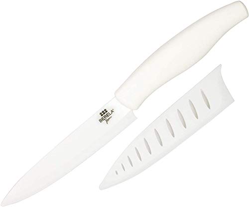 BERELA HOME Cuchillo de cerámica Profesional, Cuchillo cerámica 13cm con Funda, Color Blanco.