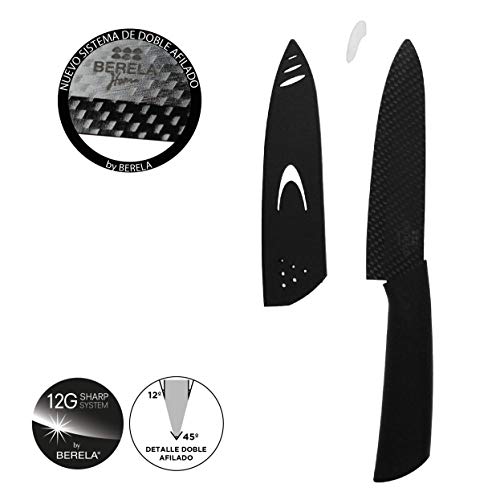 BERELA HOME Cuchillo de cerámica Profesional, Cuchillo cerámica 15.2 cm con Funda. Nuevo diseño Cuchillo cerámico con Estilo Fibra de Carbono