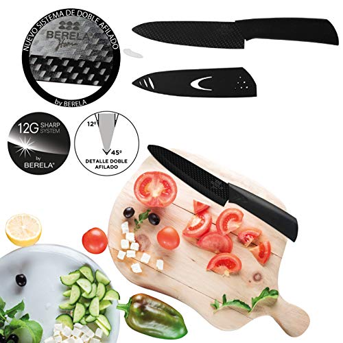 BERELA HOME Cuchillo de cerámica Profesional, Cuchillo cerámica 15.2 cm con Funda. Nuevo diseño Cuchillo cerámico con Estilo Fibra de Carbono