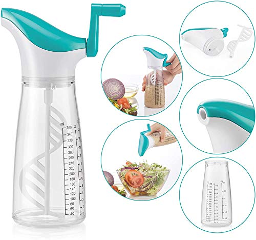 BERELA HOME Samba Mezclador de Vinagretas para Ensalada, Mezclador Aliños, Salsas y Aceite de 360ml Dressing Shaker para Aderezo de Ensaladas y Condimentos.