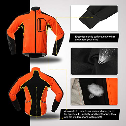 BERGRISAR BG011 - Chaqueta de ciclismo para hombre (forro polar, resistente al agua) -  Naranja -  Small