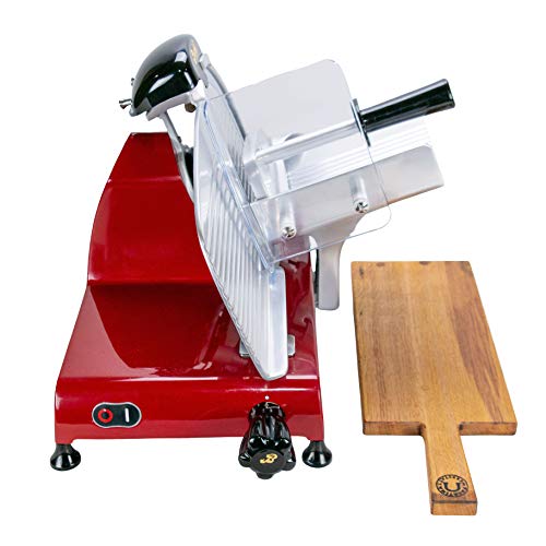 Berkel Red Line 250 - Cortadora profesional con cuchilla de 250 mm de diámetro, color rojo, con lijadora integrada + 34x21Barril tabla de madera