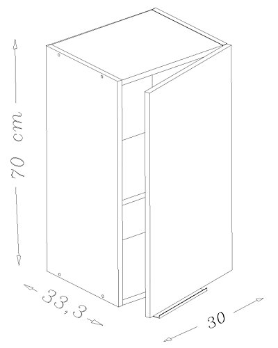 Berlenus CP3HA - Mueble Alto de Cocina (30 cm, con 1 Puerta), Color Berenjena Brillante