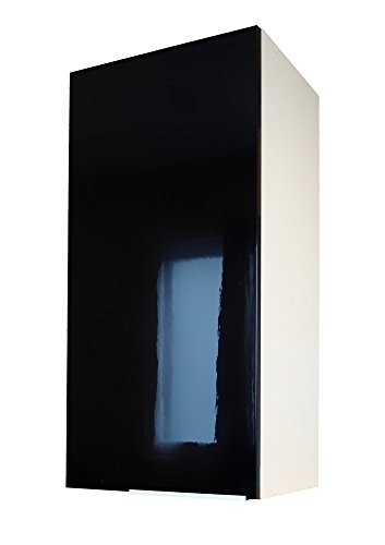 Berlenus CP4HN - Mueble Alto de Cocina (1 Puerta, 30 cm), Color Negro Brillante