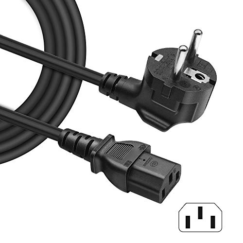 BERLS Cable de alimentación IEC320 C13 para Dispositivos Frescos Impresora, PC, Monitor, Televisión, Proyector, 3 Pines, Negro, 1.5m