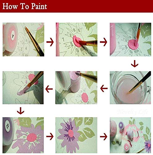 BERYART DIY pintura por números, lienzo óleo kit para niños y adultos y estudiantes y principiantes, 16 x 20 pulgadas pintura acrílica por números, flor naranja (sin marco)